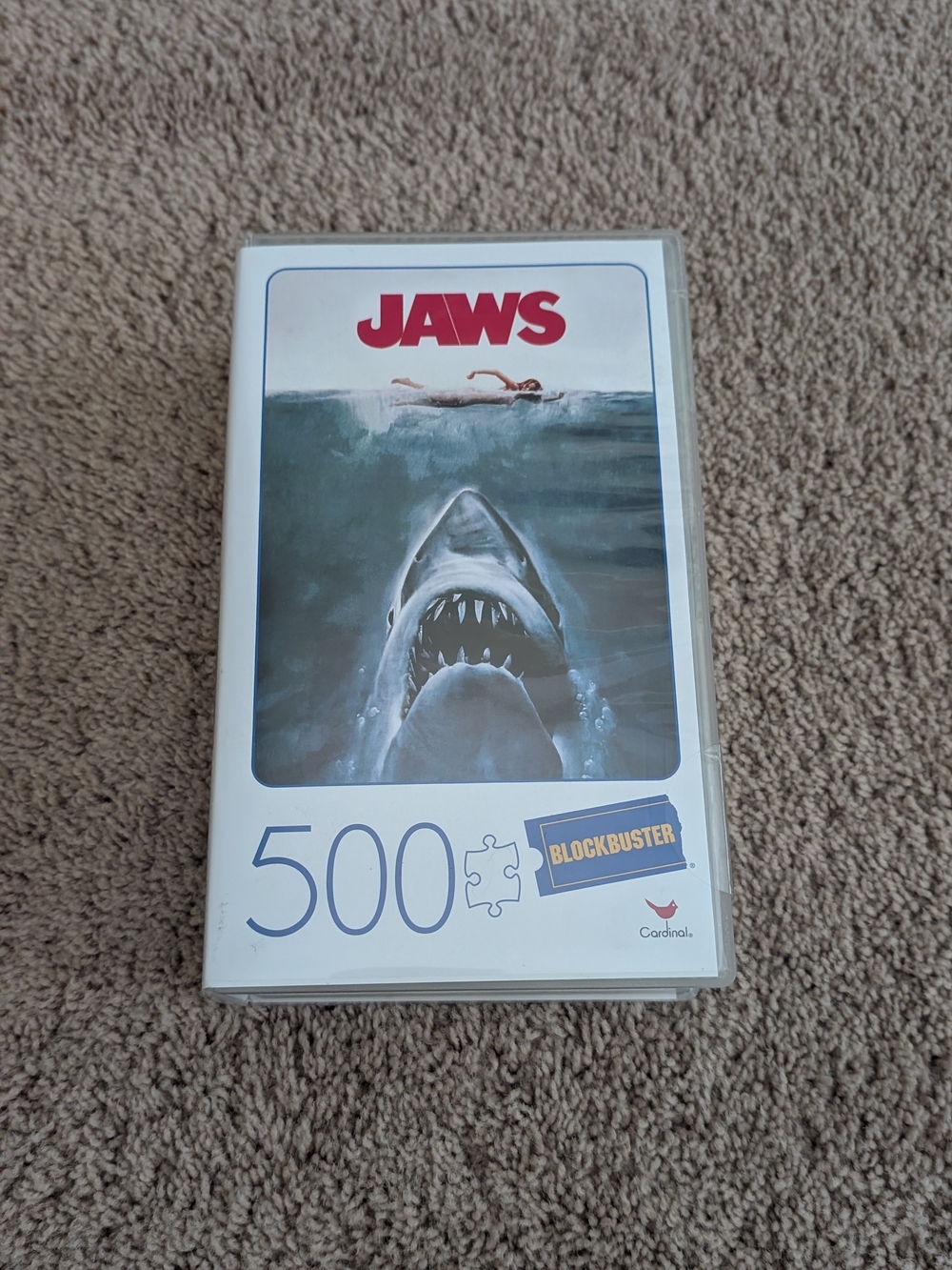 Jaws 500-Piece Puzzle with Iconic Poster Art - White/Blue